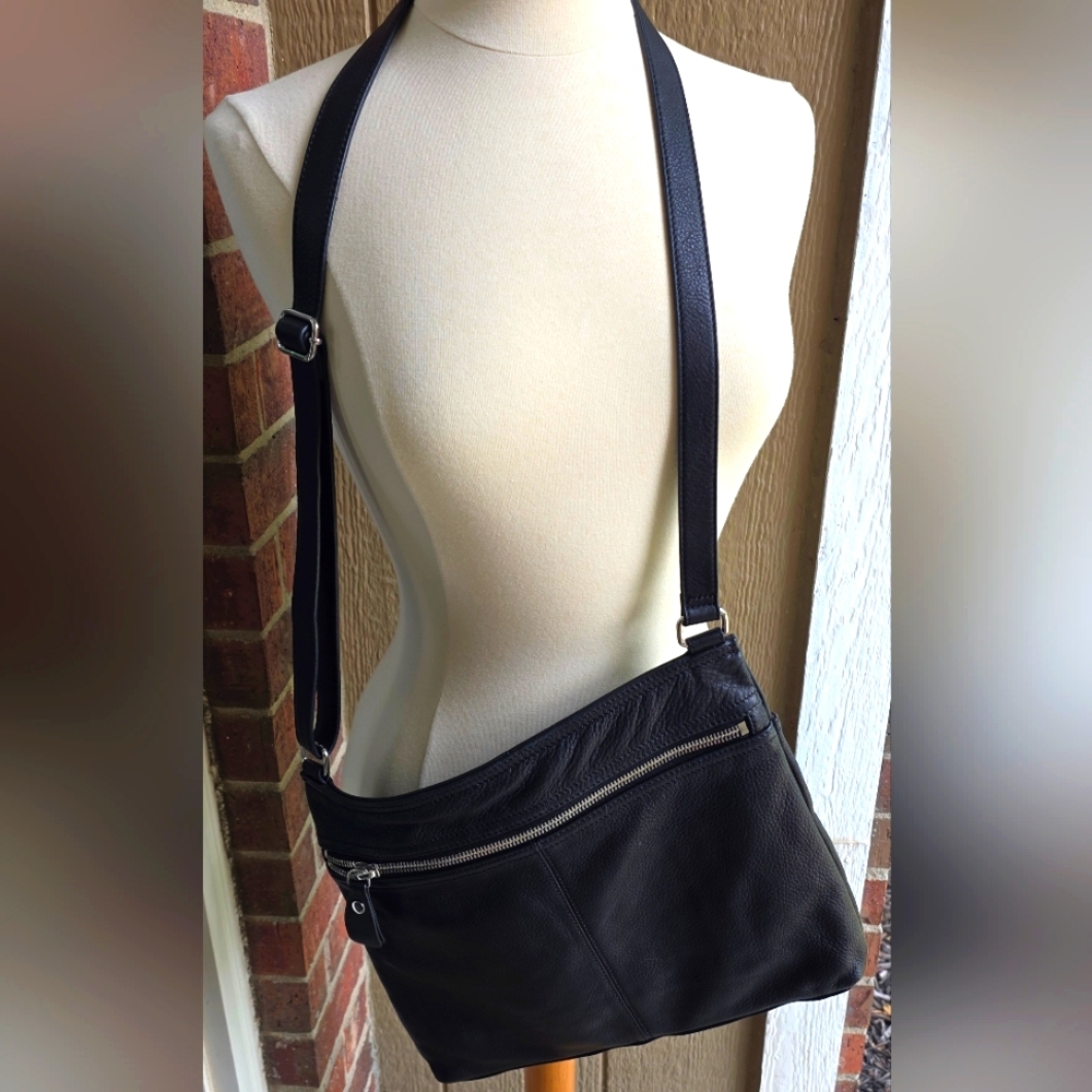 Margot Soft Black Pebbled Leather Crossbody Bag